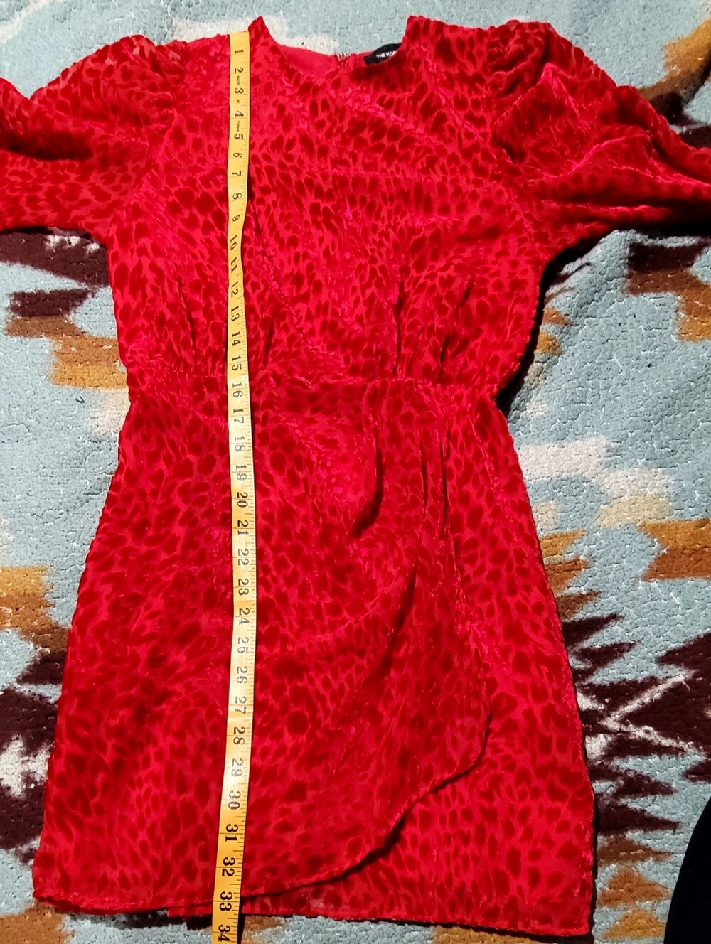 The Kooples Artichoke Red Velvet Leopard Burnout Dress Size 1 Small - Picture 10 of 11